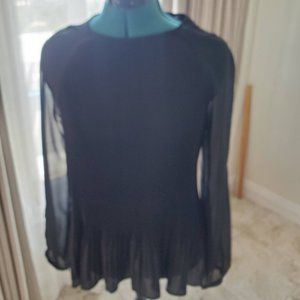 Zara Dressy Top with Sheer Long Sleeves